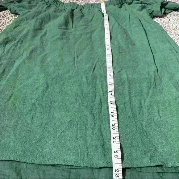 Lulus Al Fresco Evenings Green Off the Shoulder Shift Dress/top Tie Sleeve Sz M - Picture 4 of 11
